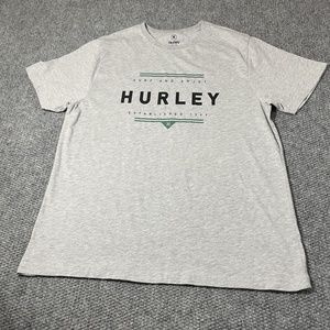 Hurley T Shirt Mens Logo Gray Green Classic Casual Skate Surf And Enjoy Adult XL
